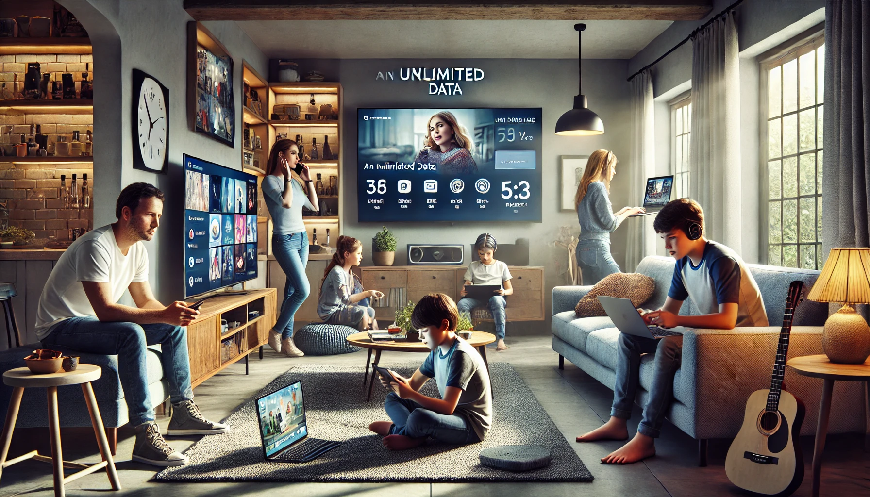 modern family home, showcasing the benefits of an unlimited data plan.